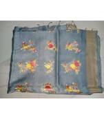 multicolor Handcrafted?Silk linen saree with embroidery work