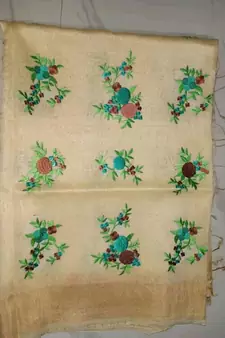 multicolor Handcrafted?Silk linen saree with embroidery work