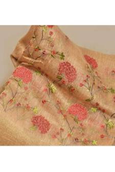 multicolor Handcrafted?Silk linen saree with embroidery work