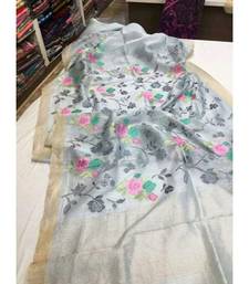 multicolor Handcrafted Silk linen saree with embroidery work