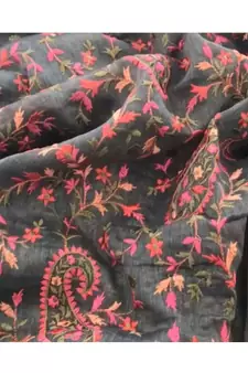 multicolor Handcrafted Silk linen saree with embroidery work