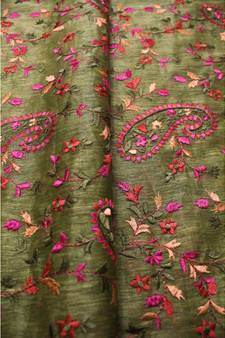 multicolor Handcrafted Silk linen saree with embroidery work