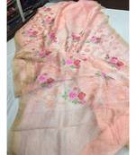 multicolor Handcrafted?Silk linen saree with embroidery work