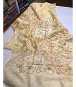 multicolor Handcrafted Silk linen saree with embroidery work