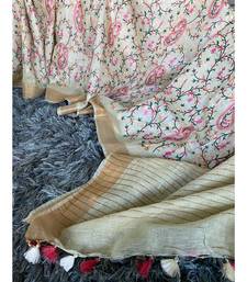 multicolor Handcrafted Silk linen saree with embroidery work