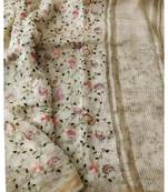 multicolor Handcrafted Silk linen saree with embroidery work