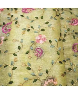 multicolor Handcrafted Silk linen saree with embroidery work 1