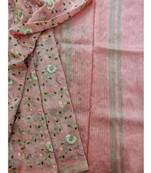 multicolor Handcrafted Silk linen saree with embroidery work
