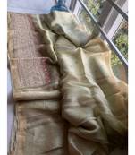 multicolor Handcrafted Silk linen saree with embroidery work