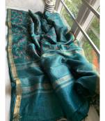 multicolor Handcrafted Silk linen saree with embroidery work