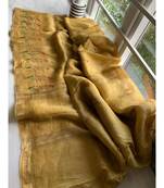 multicolor Handcrafted Silk linen saree with embroidery work