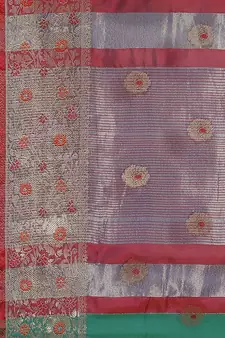 Turquoise woven banarasi saree with blouse