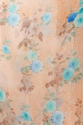 Beige printed pure chiffon saree with blouse 3