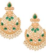 Piah Fashion Rose Gold Plated Full Lct & Green Earring 9914