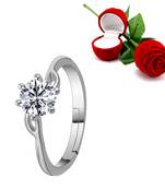 Silver Plated Adjustable Ring with 1 Piece Red Rose Gift Box for Girls and women