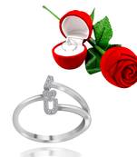 Silver Plated Adjustable Ring ILU Designer With Red Rose  For Women And Girl