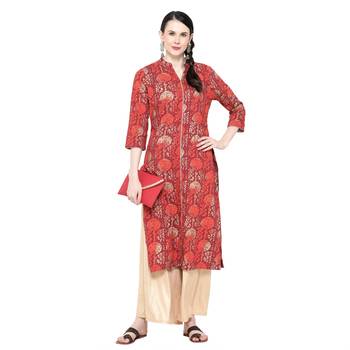 Maroon printed rayon ethnic-kurtis 3