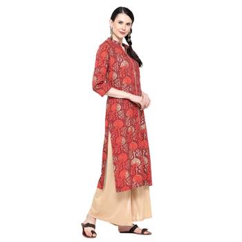 Maroon printed rayon ethnic-kurtis 4