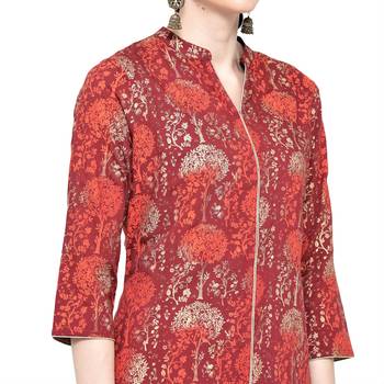 Maroon printed rayon ethnic-kurtis 5