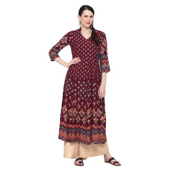 Plum printed rayon ethnic-kurtis 1