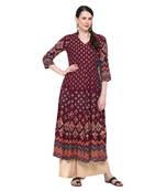 Plum printed rayon ethnic-kurtis