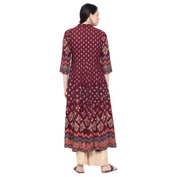 Plum printed rayon ethnic-kurtis 2