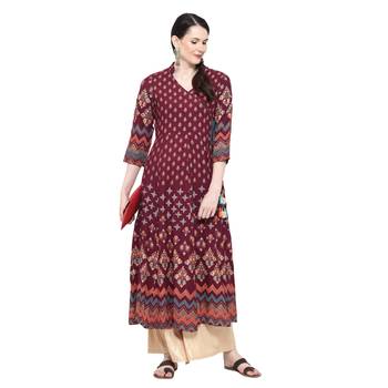Plum printed rayon ethnic-kurtis 4