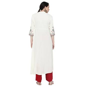 Cream embroidered rayon ethnic-kurtis 2