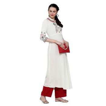 Cream embroidered rayon ethnic-kurtis 3