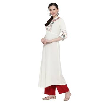 Cream embroidered rayon ethnic-kurtis 4