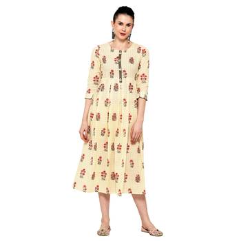 Cream printed cotton ethnic-kurtis 1