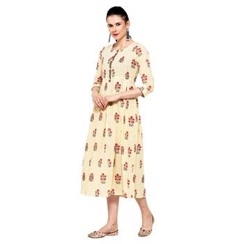 Cream printed cotton ethnic-kurtis 4