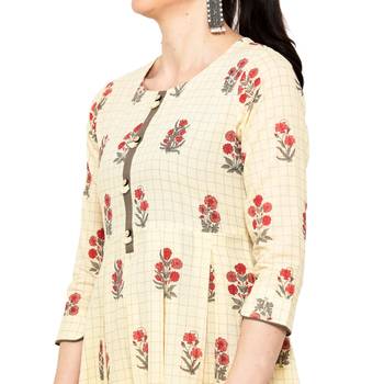 Cream printed cotton ethnic-kurtis 5