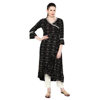 Black printed rayon ethnic-kurtis 1