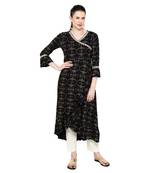 Black printed rayon ethnic-kurtis