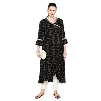 Black printed rayon ethnic-kurtis 3