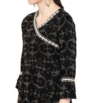 Black printed rayon ethnic-kurtis 4