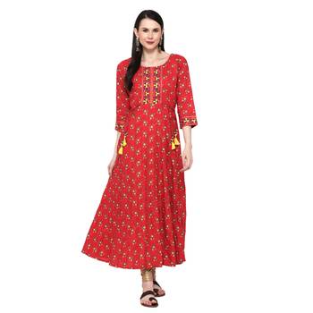 Red printed rayon ethnic-kurtis 1