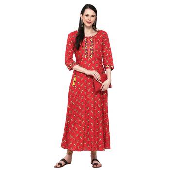 Red printed rayon ethnic-kurtis 3