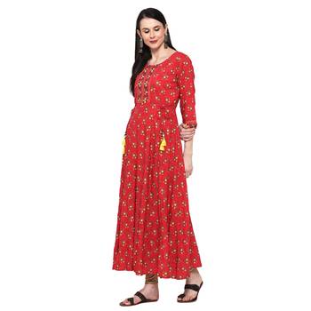 Red printed rayon ethnic-kurtis 4