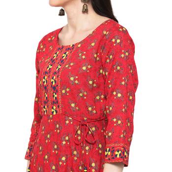 Red printed rayon ethnic-kurtis 5