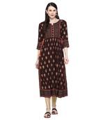 Brown printed rayon ethnic-kurtis