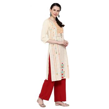 Off-white printed cotton ethnic-kurtis 2