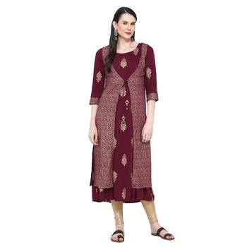 Plum printed rayon ethnic-kurtis 1