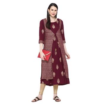 Plum printed rayon ethnic-kurtis 2