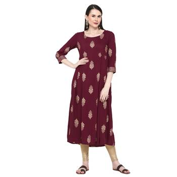 Plum printed rayon ethnic-kurtis 5