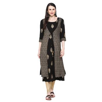 Black printed rayon ethnic-kurtis 3