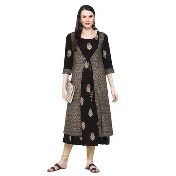 Black printed rayon ethnic-kurtis 1