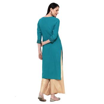 Sea-green printed cotton ethnic-kurtis 2