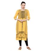 Dark-green printed rayon ethnic-kurtis